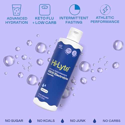 Image of Hi-Lyte K500 Unflavored Electrolytes Liquid Mix - High Potassium Concentrate for Keto, Fasting & Performance - 40 Servings