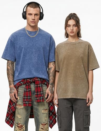 Image of Arssm Men Oversized T Shirts Vintage Tee Loose Fit Short Sleeve Casual Streetwear Baggy Washed Unisex Tops