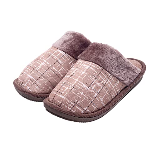 Pantufa De Casa Masculina Feminina Adulta Pelúcia Confortável (BR38-39（26cm）, MARROM)