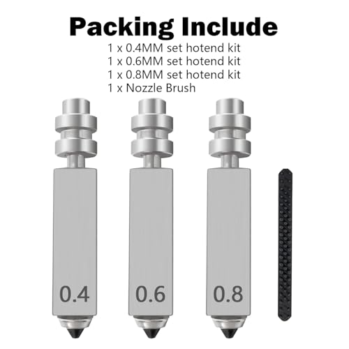 HzdaDeve 3PK 0.4MM 0.6MM 0.8MM Integrierte gehärtete Stahldüsen für Kobra X Combo Quick-Swap High Flow High Speed Throat Tube Düsen Druckkopf Hot End für Anycubic 3D-Drucker