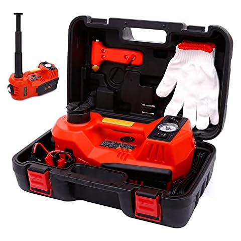 ROGTZ Electric Car Jack 5 Ton 12V Hydraulic Car Jack with Tire Inflator Pump and LED Light, Electric Car Jack Lift Floor Jack for SUV Sedans Tire Change (Red) Cover