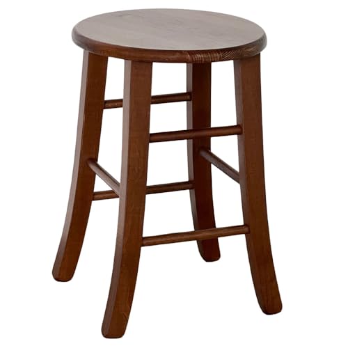 Cesteria Meridionale Tabouret rond en bois massif, chaise, tabouret pour bar, restaurant, hôtel, couleur noyer, hauteur 47 cm