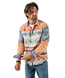 Camicia in tessuto Joe Browns Camicia da Uomo con Stampa Azteca, Corallo, L