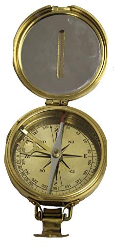 Redskytrader Brass Lensatic Desktop Compass W/Wooden Box: Military Collection #TOP3