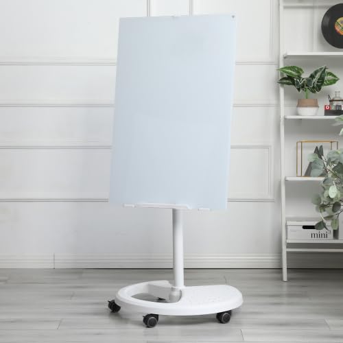 Magnetisches Whiteboard 90x60 cm – Höhenverstellbares Whiteboard auf Rollen mit Glasoberfläche, magnetisch – Mobiles Whiteboard für Büro, Homeoffice, Schule – inkl. Marker, Magnete, Radierer