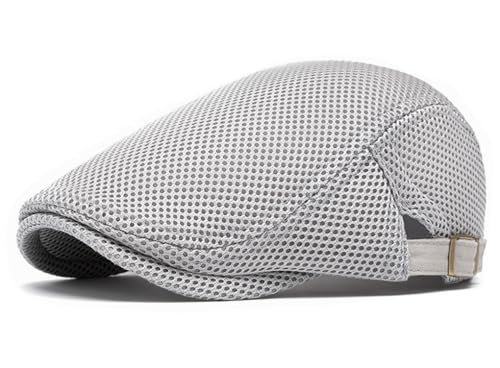 Unisex Beret Hat Newsboy Gatsby Cap Breathable Mesh Adjustable Flat Cap Ivy Cabbie Hat for Women Men Grey