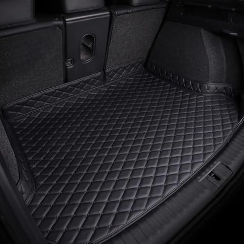 VNUNMALC Tapis de Coffre Voiture Premium pour VW Tiguan II Allspace 7 Places 2017-2022, Protection Anti-Rayures Cuir Imperméable, Anti-dérapants Moquettes Accessoires, Doublure sur Mesure,A/Black