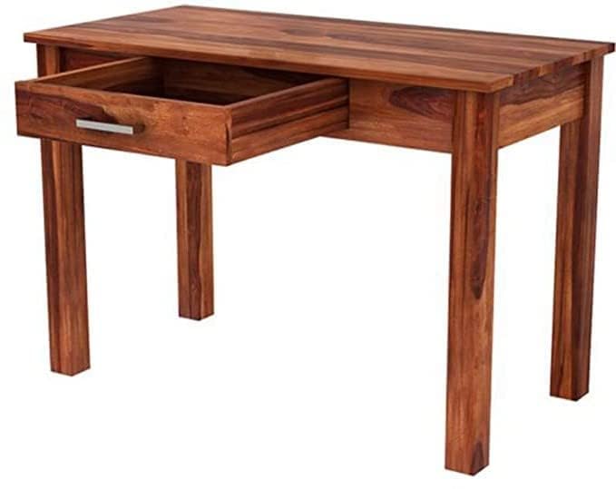Image of Solid Wood Folding Study Table Laptop Computer Pc Writing Foldable Desk for Home & Office Space Saving Sleek Design (Natural Finish 3, Standard)
