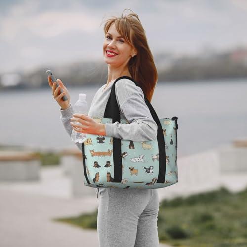 Vielseitige Handtasche mit Hundemotiv für Reisen, handgehaltene Crossbody-Tasche für jeden Bedarf, Schwarz , Einheitsgröße