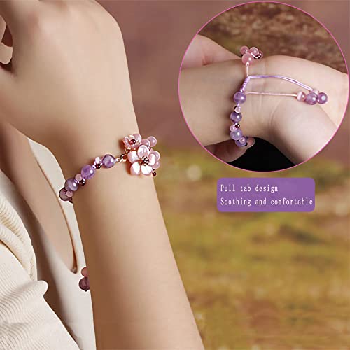 Xgimas Vintage Natural Crystal Beaded Charm Bracelets For Women, Adjustable Hand-Woven Rope Fashion Shell Flower Good Luck Handmade Wrap Jewelry Strand Bracelets For Ladies Gifts #TOP5
