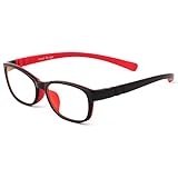 Mind Bridge Kids Blue Light Blocking Computer Video Gaming Glasses - Anti Eyestrain | Durable Cute Protection Eyewear for Children Boys & Girls Digital Screen Time & Technology Use | 558 Black Red