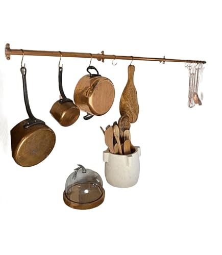 Rustic Copper Pot Rail Kitchen Wall Rack