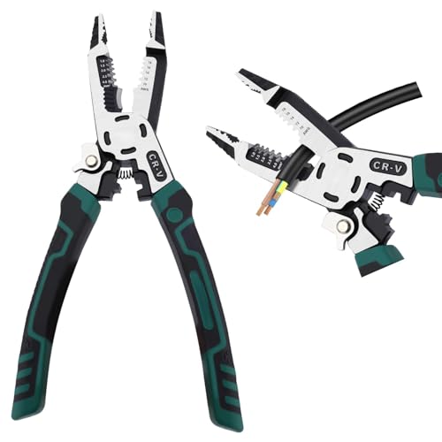 Vicenvok 10-in-1 Wire Stripper Tool, Strip/Crimp/Cut 10-18 AWG Solid, CR-V Heavy Duty...