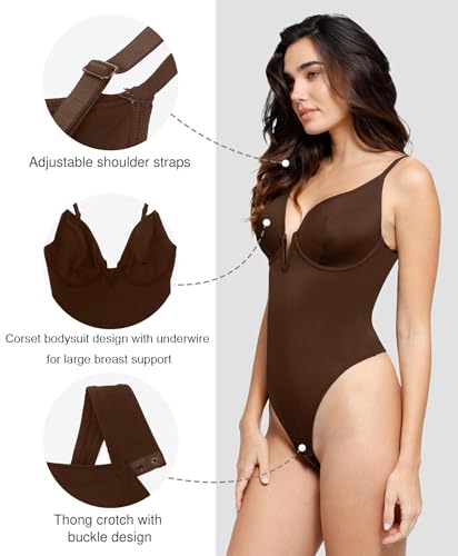 Image of Popilush The Shapewear Bodysuits for Women - Tummy Control Shapewear with Underwire Strong Support for Large Bust