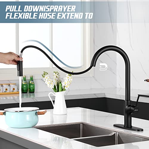 Achelous Black Kitchen Faucet With Pull Down Magnetic Docking Sprayer,Stainless Steel Pull Out Rv Kitchen Sink Faucets,Single Handle Deck Mount,Grifos De Cocina (Black) #TOP3