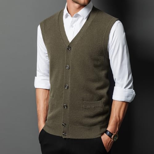 100% Wool Sweater Menv-Neck Sweater Men Cardigan Vest Spring and Autumn Basic3