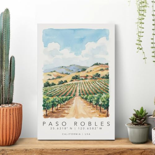 Paso Robles Poster voyage aquarelle 40x60cm pour décoration