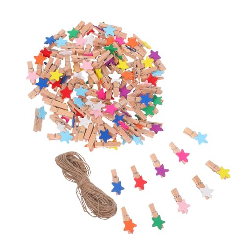 HOOTNEE Pinzas de Madera para Ropa 150 Piezas Mini Pinzas Decorativas de Madera Forma de Estrella de 35X07 CM para Tendedero Manualidades y Colgar Fotos Multicolor