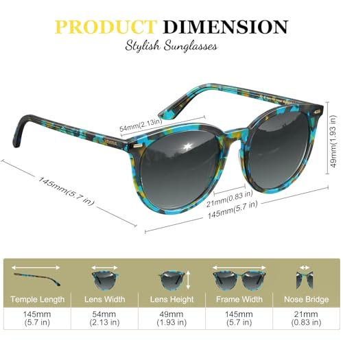 AVAWAY Round Acetate Polarized Sunglasses for Women Medium Face UV Protection Dark Driving Beach Shades4