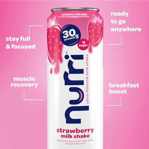 Image of Nurri - 30g Protein Ultra Filtered Milk Shake - Strawberry - Lactose Free, Low Sugar, 150 Calories, 10 Vitamins and Minerals - 11 fl oz, 10 Cans