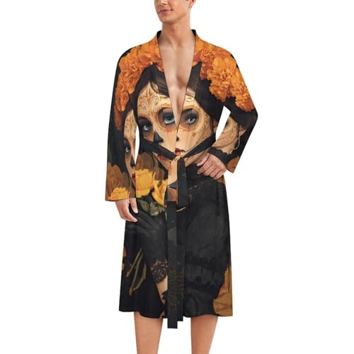 Bata de baño para hombre ligera y suave ideal para playa y viajes con estampado de México