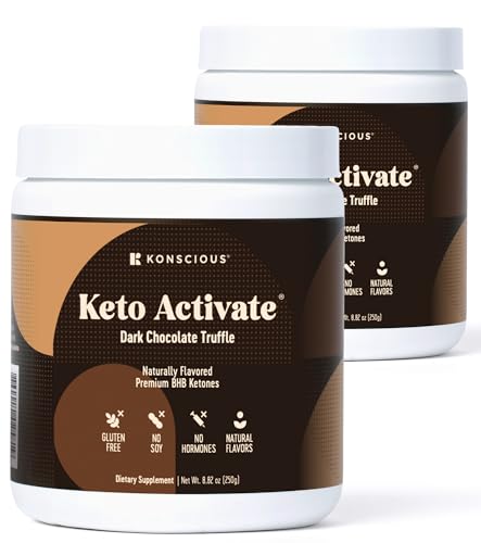 Image of Dark Chocolate Truffle Exogenous Ketones Drink - 2 Pack: Pure Keto Shake Powder with Chocolate Ketones | Jumpstart Ketosis & Boost Energy with Natural Ketones Supplements by Konscious Keto