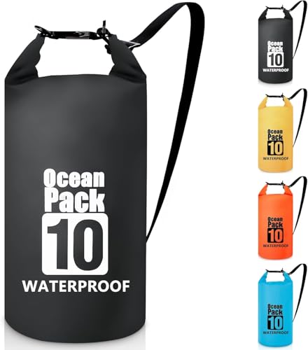 Image of Waterproof Ocean Dry Bag, Roll Top Floating Waterproof Sack for Beach, Swimming, Kayaking, Boating, Fishing, Camping, Hiking & Water Sports (10 Liter)
