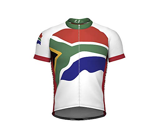 South Africa Emblem Full Zipper Bike Short Sleeve Cycling Jersey for Women - Size L Multicolored