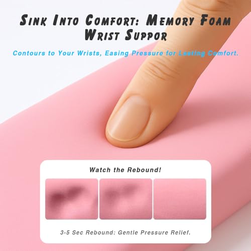 ErgoComfort Gel Wrist Rest Mouse Pad-Ergonomic Office Mousepad with Wrist Support-Non-Slip, Design Desk Accessories Mat for Home&Game Decor (09PinkSerenity Set) - ergoComfort Series