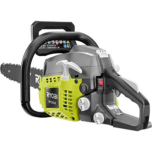 Ryobi 18 inch 38cc 2-Cycle Gas Chainsaw with 3-Point Vibration Isolation and Heavy Duty Carrying Case