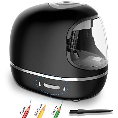Electric Pencil Sharpener Helical Blade to Fast Sharpen, Auto Stop for No.2/Colored Pencils(6-8mm), Heavy-Duty Battery Operated/USB Pencil Sharpener with Cleaning Brush for School Classroom Office