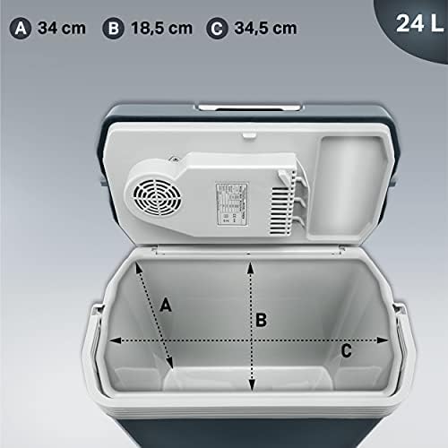tillvex Lodówka elektryczna 24 l, mini lodówka 230 V i 12 V, do samochodów osobowych, na kemping, chłodzi i ogrzewa, tryb ECO (szara)