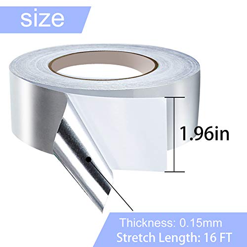 2inch x 5.5Yards Silver Aluminum Foil Tape, 3.9mil Adhesive Aluminum Air Duct Tape for Sealing & Patching Hot and Cold HVAC, Pipe