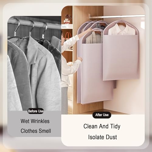 Garment Bag for Travel and Storage, 5 Pack Garment Bags for Hanging Clothes with Zipper and Visible Transparent Window(59 * 80cm/23 * 31in)4
