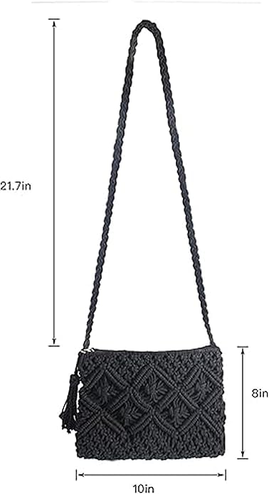 Image of Women's Handmade Macrame Crossbody Sling Bag Tote Bags Beautiful & Fancy Ladies Purse For Girls Women's Mobile Pouch Friends Gifts Birthday Marriage Party and Events,1- Piece