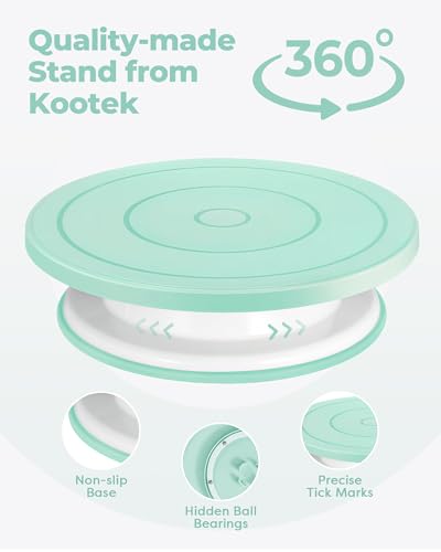 Kootek 158 Pcs Cake Decorating Kit with Cake Turntable, 64 Piping Tips Set, 50+2 Pastry Bags, Frosting Spatulas, Leveler, Scrapers, Fondant Molds, and More Baking Supplies Decorating Tools - Thumbnail 2