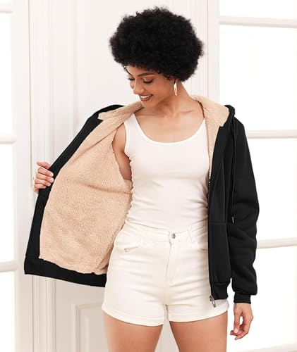 SWISSWELL Hoodies for Women Winter Fleece Sweatshirt - Full Zip Up Thick Sherpa Lined Hooded Jacket3