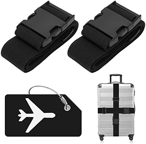 ZOUIQSS 2 Pack Adjustable Luggage Straps,Heavy Duty Suitcase Belts,Luggage Tag Travel Packing Straps with Quick Release Buckle(Smile)