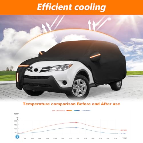 Image of Car Cover for Toyota RAV4 2012-2025 XA30 XA40 XA50 Waterproof PEVA Cotton Lining Outdoor Cover Windproof UV Protection with Door Zipper & Wind Straps