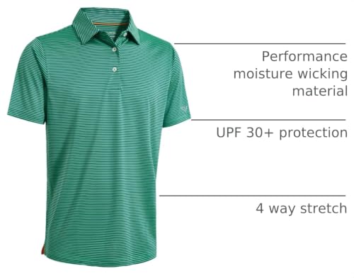 Image of Men's Golf Polo Shirts Short Sleeve Striped Performance Moisture Wicking Dry Fit Golf Shirts for Men