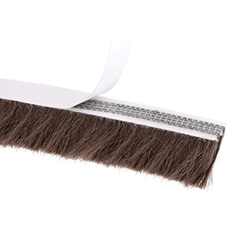 Ta-Vigor Weather Stripping 0.6" Width X 0.35" Thickness (197" Length), Felt Pile Brush Weather Stripping With Adhesive Backing For Window Door Seal Strip (5000Mm X 15Mm) Brown #TOP5