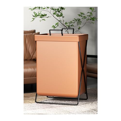 JITEM Blanket X-Frame Collapsible Laundry Basket w/Leather Bag Sorter Organizer Black/Gold Metal Frame Laundry Hamper Luxury Folding Dirty Clothes Basket for Dorm Apartment Toy Washing Bin