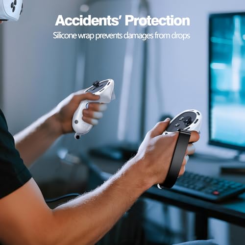 Image of Controller Grip for Meta Quest 3S Oculus Quest 3 VR Grips Cover for VR Touch Controllers Straps Silicone Covers Protector with Non-Slip Thumbstick Covers 1Pair White