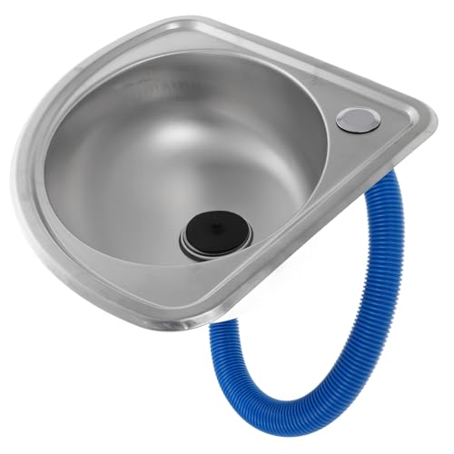 SMASOLO Fregadero Individual de Acero Inoxidable Brillante para Autocaravanas, Lavabo Seno Triangular Empotrado, Fregadero Pequeño de Esquina sin Soporte, Adecuado para Color Aleatorio