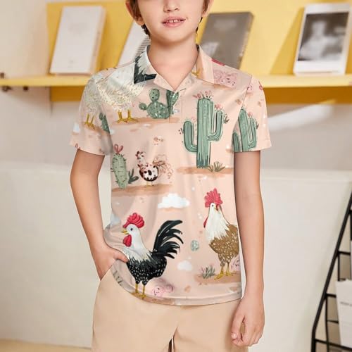 Boys' Classic Polo Shirts Short Sleeve Moisture-Wicking Golf & Tennis Shirts for Youth Teens Love Koala2