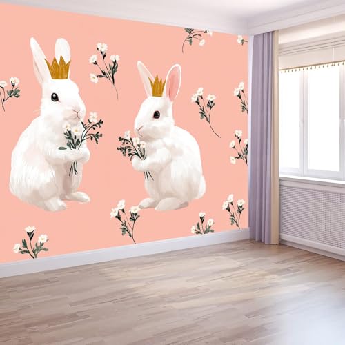 Fotomural de cuento de hadas con conejos para decorar el dormitorio infantil 5