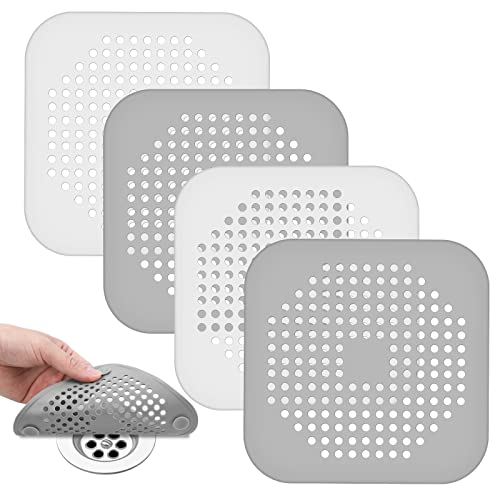 Miniatura 9 de Flintronic 4pcs Coladores De Drenaje De Silicona, Cubierta De Desagüe De Ducha, Tapón De Filtro Protector De Colador De Fregadero Plegable Con Ventosa Fuerte Para Bañera, Baño, Cocina