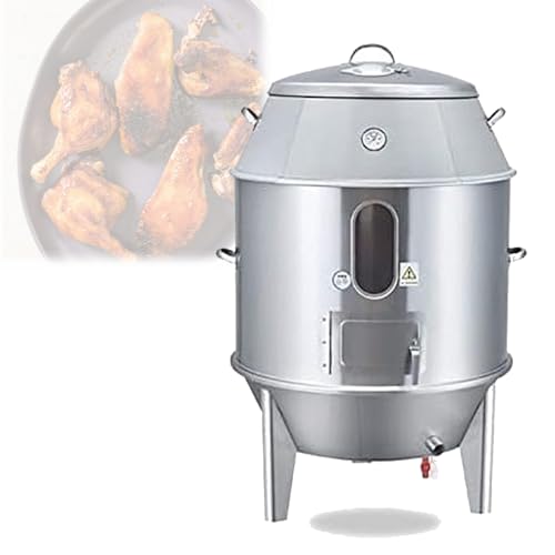 Horno de pato de carbón comercial, costillas de doble uso de carbón de gas de acero inoxidable con pantalla de temperatura, versión engrosada y mejorada, 15 ganchos 20 pasadores
