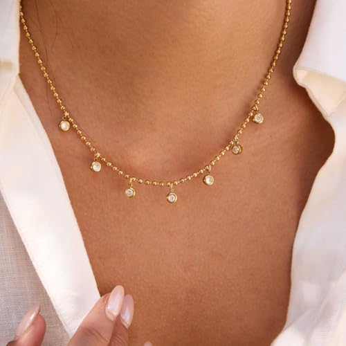 Image of 18k Gold Plated Vintage Dainty Pink Gemstone Bow Pendant Necklace Women Court Style Oval Cut Zircon Necklace