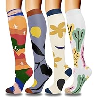 DHSO 4 Pairs Graduated Compression Socks for Women and Men, Compression Stocking for Running Hiking Travel, Large-X-Large